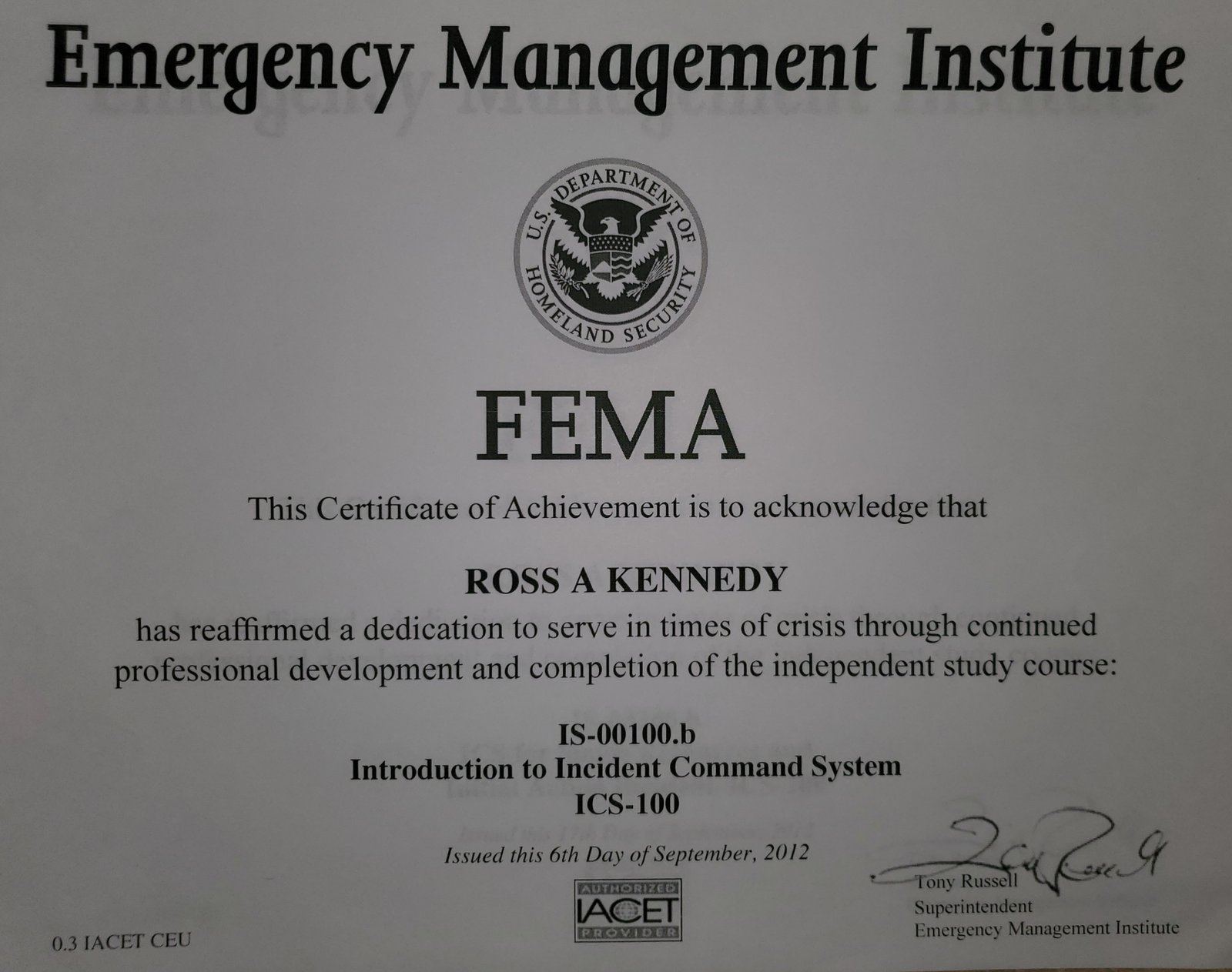 Professional certificate